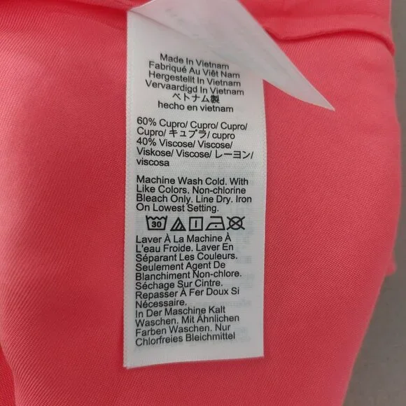 J Crew Coral Pink Satin Slip Dress 6 New Midi V Neck Summer Sleeveless Feminine - Picture 10 of 11